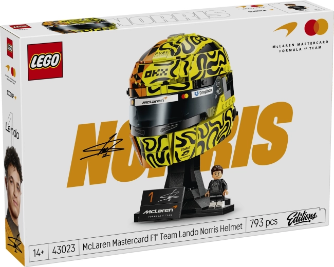 Cască LEGO a lui Lando Norris din echipa McLaren Mastercard F1