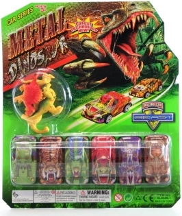 Set mașinuțe dino și figurine dinozauri (6 mașinuțe + 4 figurine)