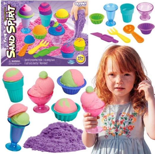 Woopie nisip kinetic – set gelaterie cu accesorii (10 piese)