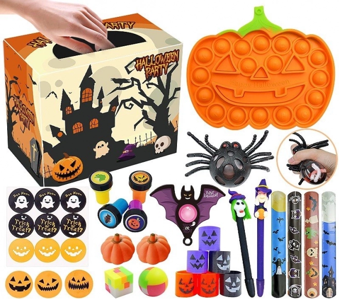 Set senzorial antistres de Halloween cu jucării fidget și pop it