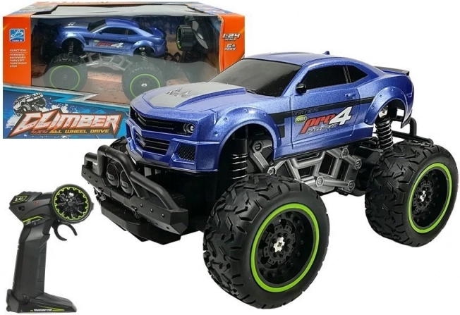 Mașină RC off-road cu roți înalte 1:24 – Albastru