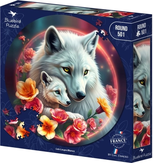 Puzzle rotund Bluebird Lupi albi 501 piese