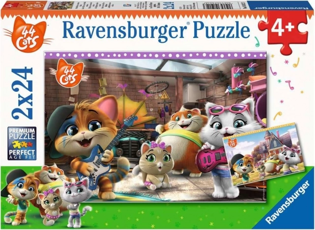 Puzzle pentru copii RAVENSBURGER 44 de pisici – 2×24 piese