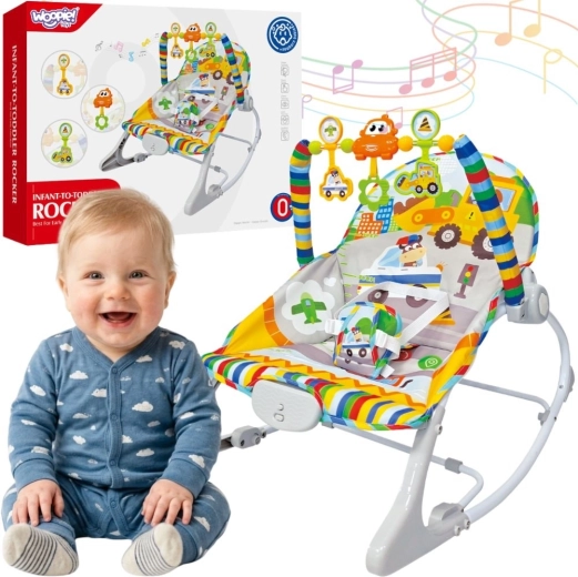 Woopie baby șezlong interactiv pentru bebeluși cu vibrații și arcadă cu jucării, multicolor