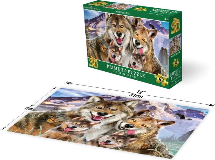 Puzzle 3D Selfie cu lupul 63 piese