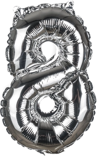 Balon din folie, cifra 8, 30 cm – mix auriu și argintiu