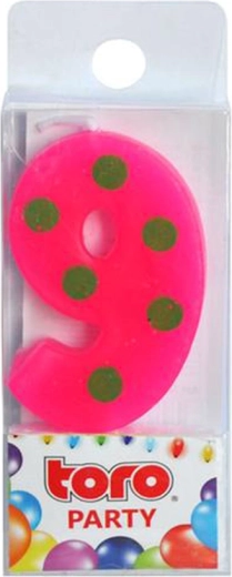 Lumânare pentru tort cifră 9 TORO, de înfipt 4,5 cm