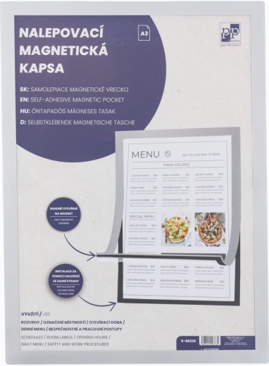 Plic magnetic autoadeziv A3 cu margine argintie