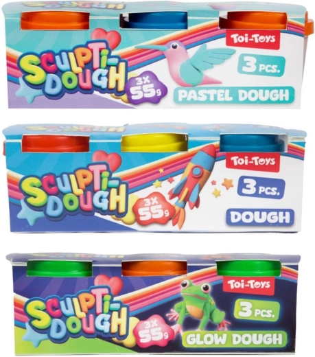 Plastilină 3×55 g în borcănașe, 3 tipuri, de la 12 luni