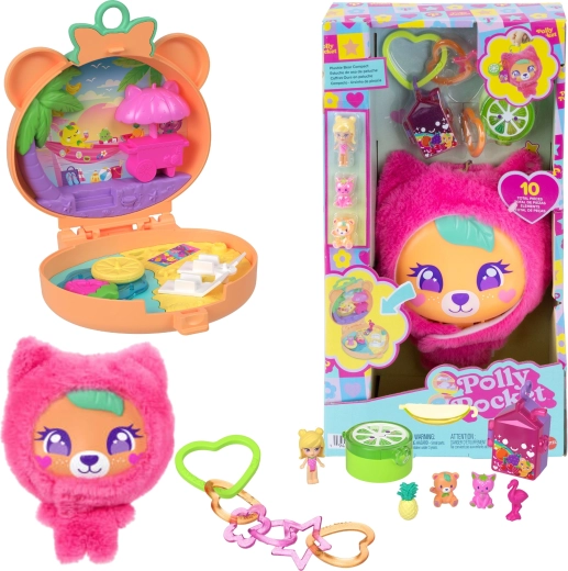 Set compact Polly Pocket ursuleț plușat cu figurine și accesorii