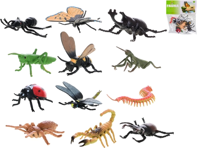 Set de figurine insecte 4–6 cm, 12 bucăți în săculeț
