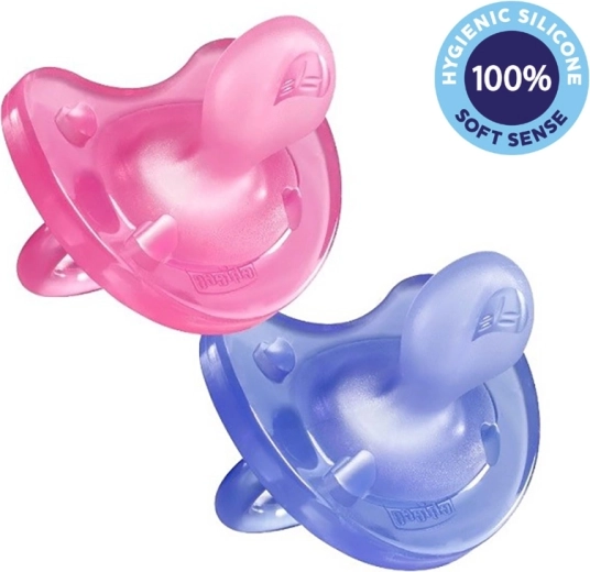 Chicco suzetă Physio Soft din silicon integral pentru fete 16–36 luni, 2 buc