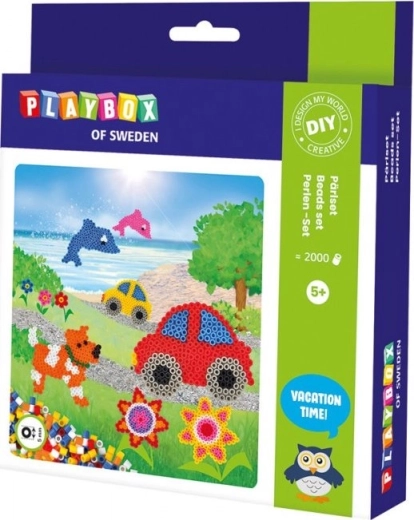 PLAYBOX Mărgele termoadezive Set Câini, mașini, delfini și flori 2000 buc