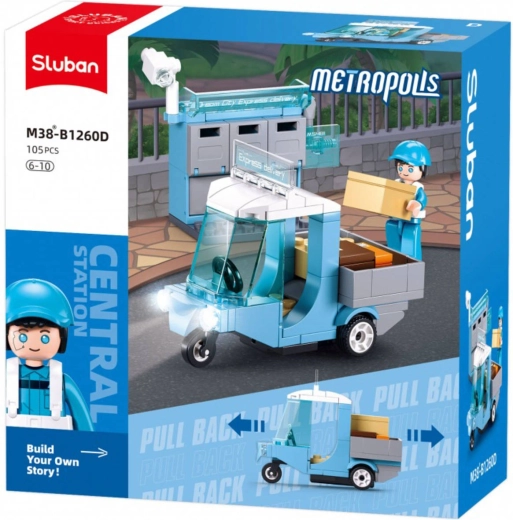 Sluban Metropolis vehicul poștal cu mecanism pull-back 105 piese + figurină