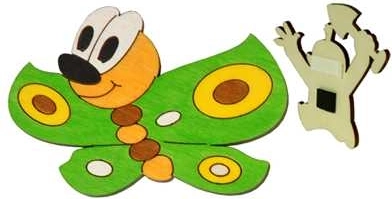 DODO magnet decorativ din lemn – fluture verde 10 × 7 cm