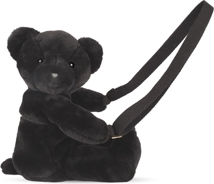 Doudou geantă de pluș pe umăr ursuleț, neagră 30 cm