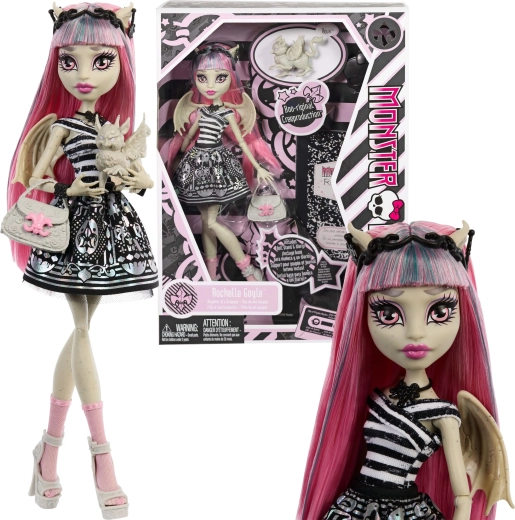 Monster High păpușă Rochelle Goyle 26 cm Creeproduction cu accesorii și animăluțul Roux