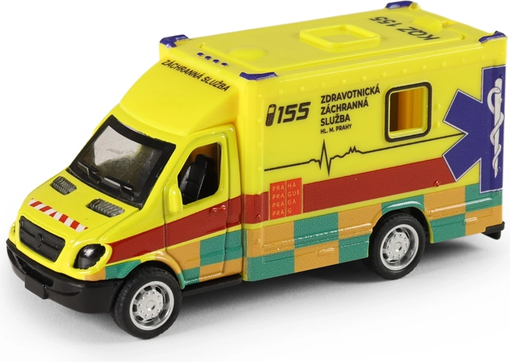 Ambulanță metalică Serviciul de Ambulanță București 10 cm cu mecanism pull-back