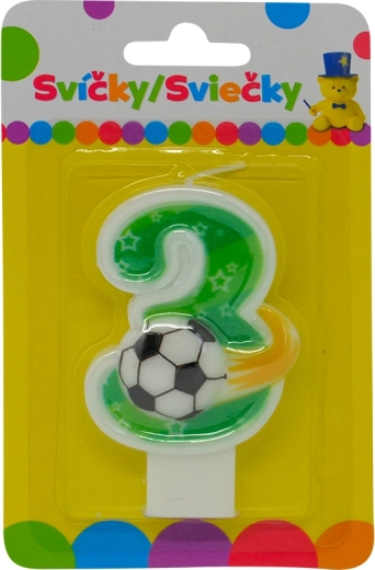 Lumânare aniversară numărul 3 cu minge