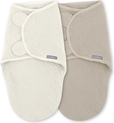 Înfășători din muselină SwaddleMe™ Cocoon 1 TOG pentru bebeluși 0–3 luni, Cream/Cashew, 2 buc.