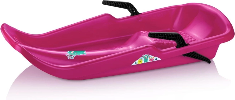 Sanie Boby Twister Monster din plastic cu frâne – Roz