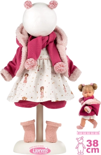 Hăinuțe Llorens pentru păpușă 38 cm – set de iarnă roz, 6 piese