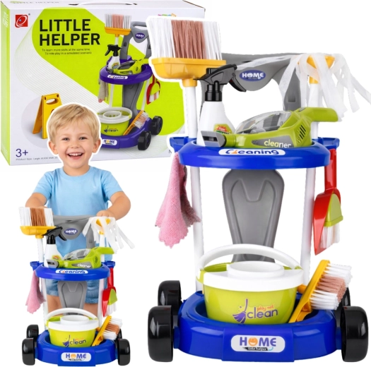 Cărucior interactiv de curățenie pentru copii cu aspirator și 20 de accesorii