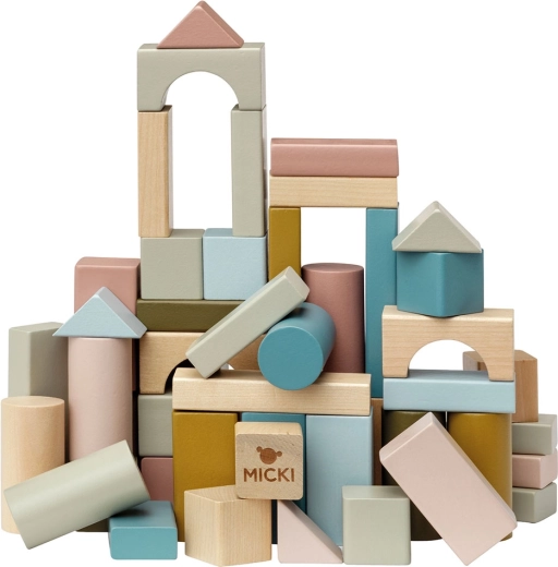 Cuburi din lemn pastel pentru copii 60 buc. Micki