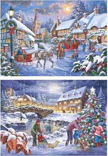 Puzzle House of Puzzles Se apropie Crăciunul, 2 × 500 de piese mari