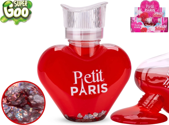 Super Goo slime Petit Paris cu sclipici în sticluță în formă de inimă 300 g (12 buc)