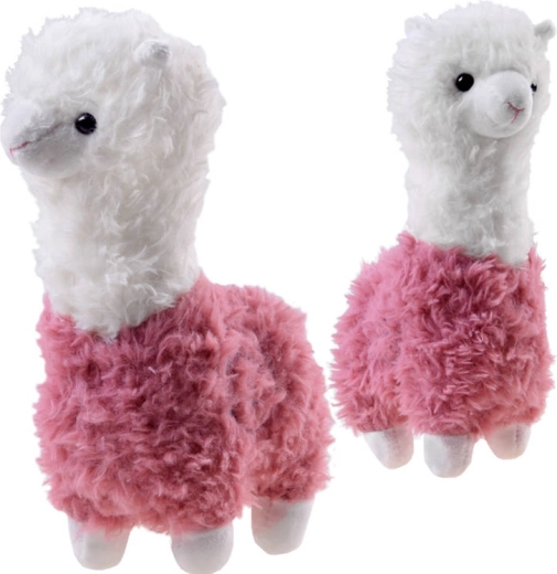 Alpaca de pluș – lamă pufoasă 28 cm – Roz