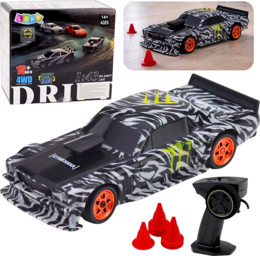 Mașină sport RC de drift neagră 1:43