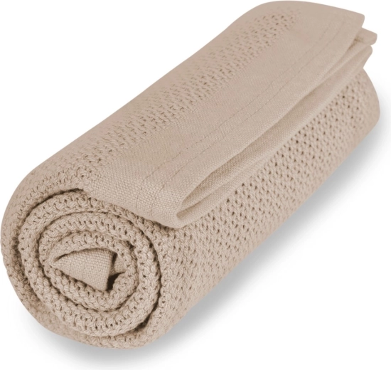 VINTER & BLOOM pătură Soft grid organic golden sand