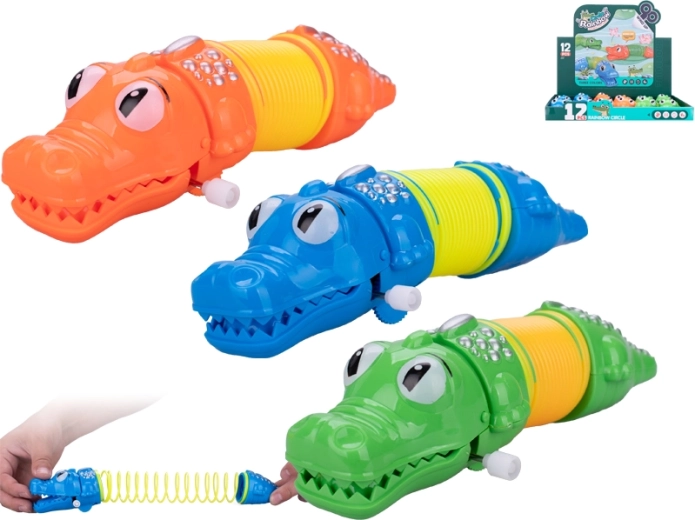 Crocodil cu cheiță pentru copii, cu mecanism cu arc