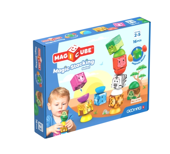 Geomag Magicube Safari set de construcție magnetic cu animăluțe, 16 piese
