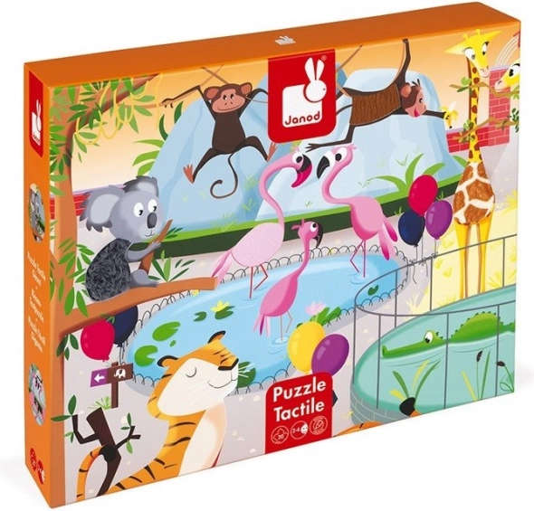 JANOD Puzzle tactile O zi la ZOO 20 piese