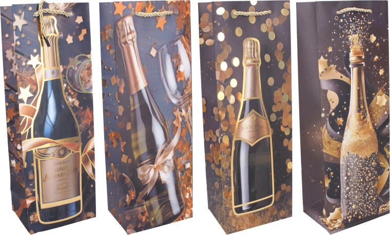 Pungă cadou pentru sticlă M 35 × 12 × 9 cm Celorok - 1 bucată