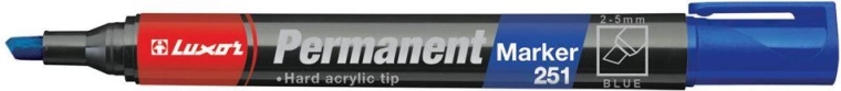 Marker permanent LUXOR 251 cu vârf tăiat 2–5 mm – albastru
