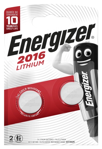 Baterie litiu tip monedă CR2016 3 V, 100 mAh, 2 buc – Energizer