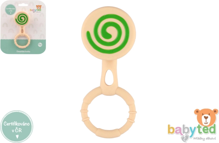 Zornăitoare și inel gingival din silicon în formă de acadea pentru bebeluși 0m+