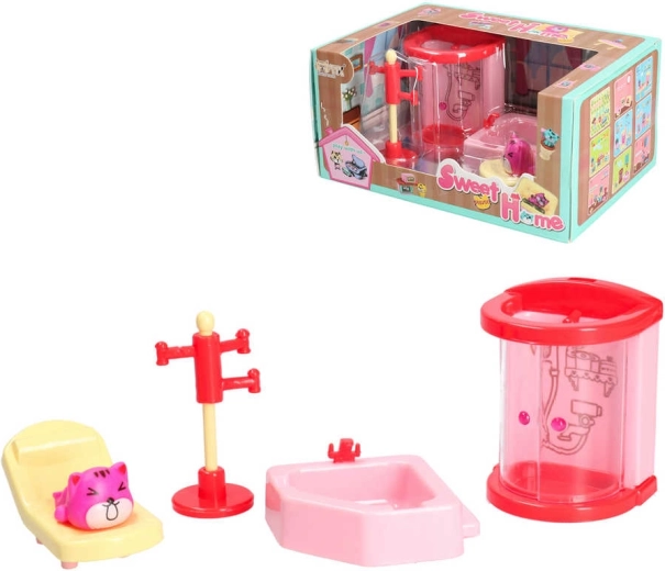 Set de joacă pentru baie cu mobilier pentru căsuța de păpuși