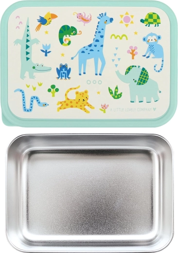 A Little Lovely Company cutie pentru gustări din oțel inoxidabil cu capac Jungle 900 ml