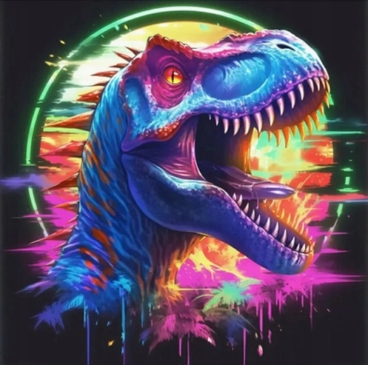 Norimpex pictură cu diamante neon T-Rex 30 × 40 cm - 1 bucată