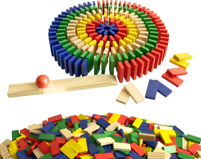 Domino colorat din lemn, 800 piese, 2Kids Toys