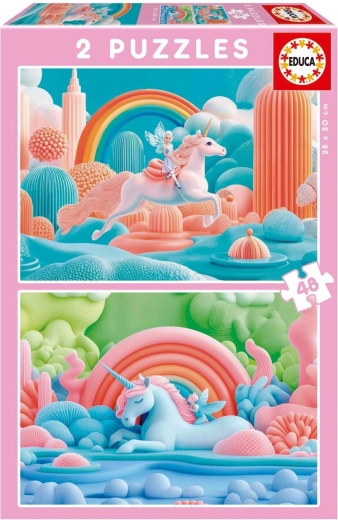 Puzzle Unicorni Magici 2x48 Piese