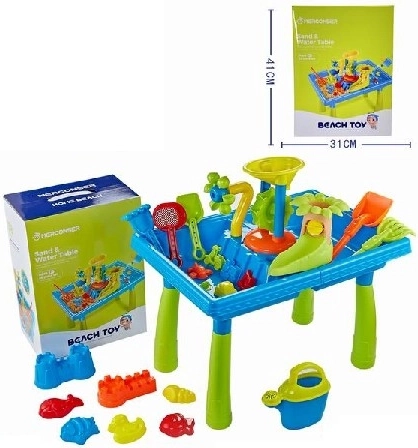 Măsuță pentru nisip și apă cu accesorii, 38 piese