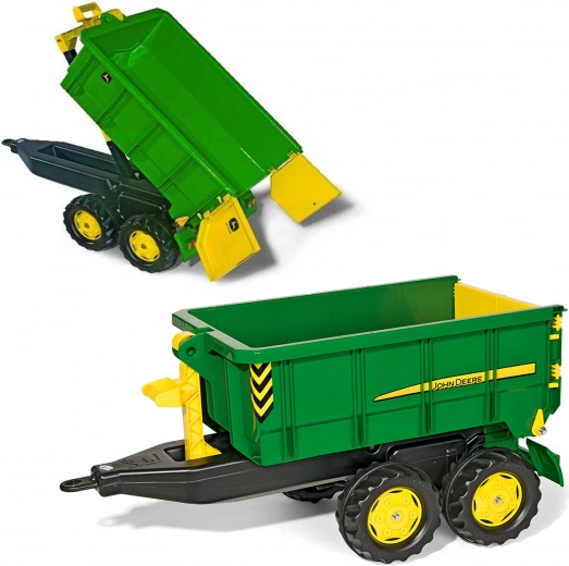 Remorcă basculantă mare cu două axe JOHN DEERE pentru tractoare Rolly Toys