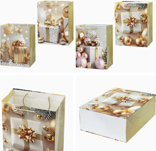 Pungă cadou de Crăciun 23 × 18 × 10 cm, mix de motive