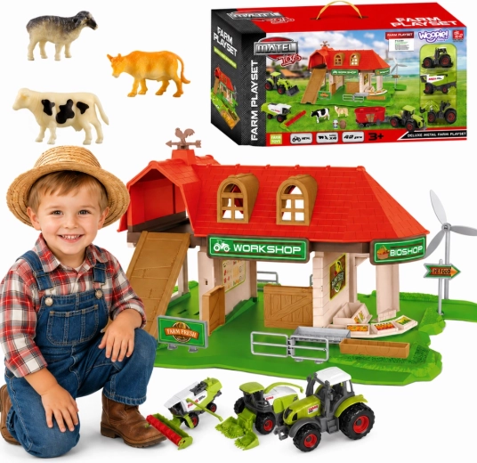 Woopie fermă cu grajd, tractoare și figurine – 42 piese