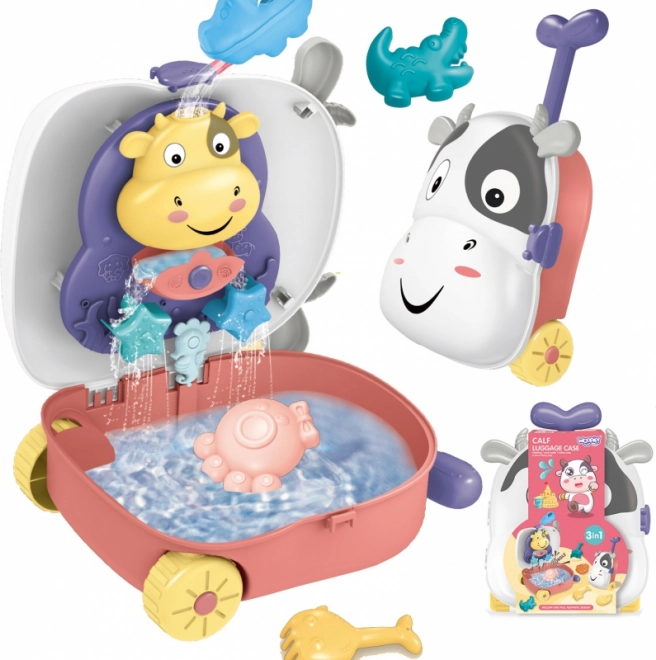 Woopie 3în1 nisipar cu apă tip valiză – Văcuță